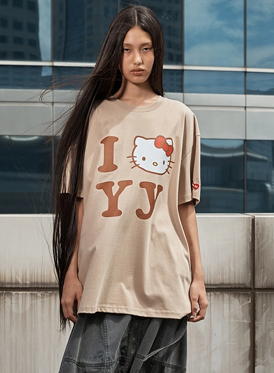 Футболка OPEN YY Hello Kitty x YY T-Shirt Beige