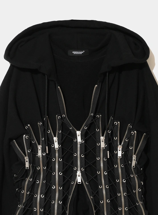 Женское худи UNDERCOVER Zip-Up Lace-Up Black