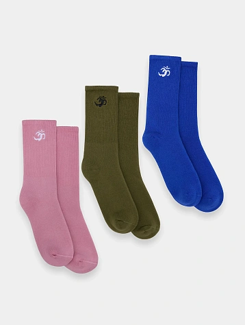 Носки MAHARISHI 1496 Om Temple Embroidered Pink/Olive/Navy