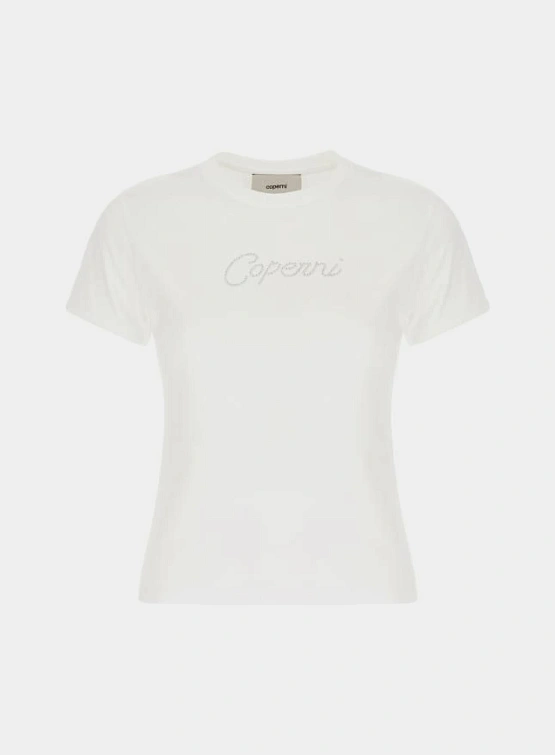 Женская Футболка Coperni Crystal Logo White
