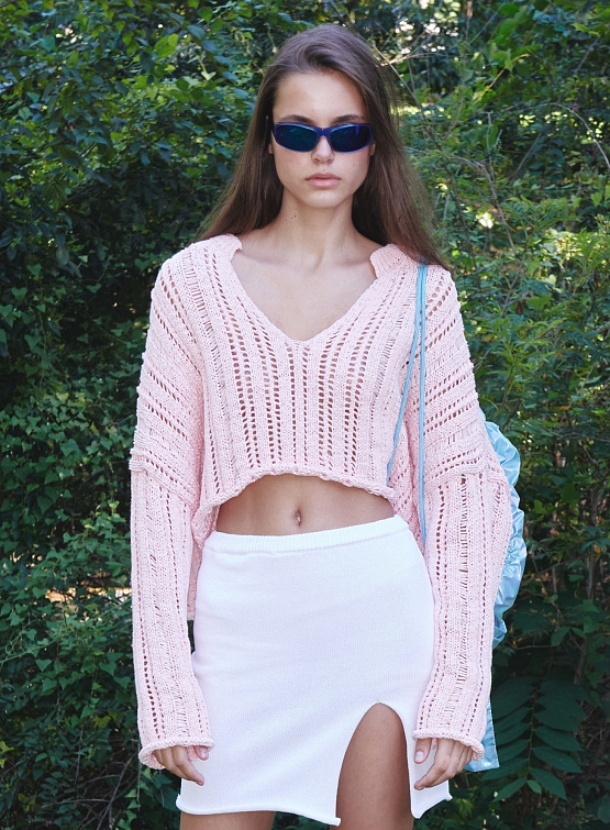 Женский свитер Open YY V-Neck Open Sweater Pink