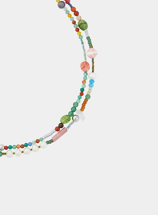 Ожерелье AJOBYAJO Multi Color Beads Layered Teal