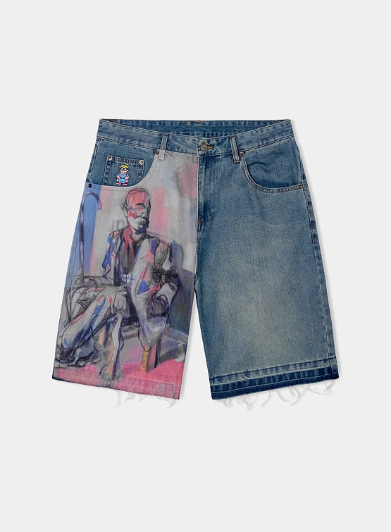 Шорты KidSuper Painted Panel Shorts Light Wash