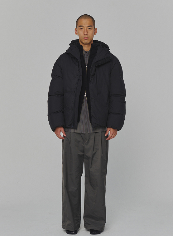 Брюки AMOMENTO Nylon Two Tuck Wide Charcoal