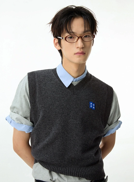 Жилет ADERERROR Sig BL Tag Knit Vest 01 Charcoal