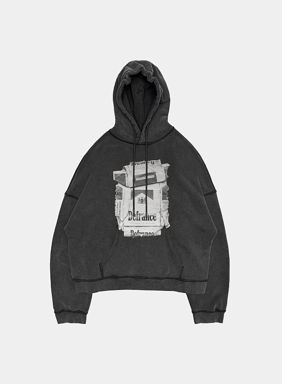 Худи ARNODEFRANCE 'Antisocial Flavor White' Washed Black