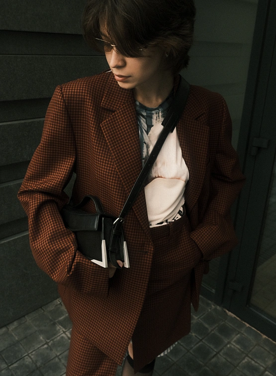 Женский пиджак Botter Front Collar Reverse Shell Red Check