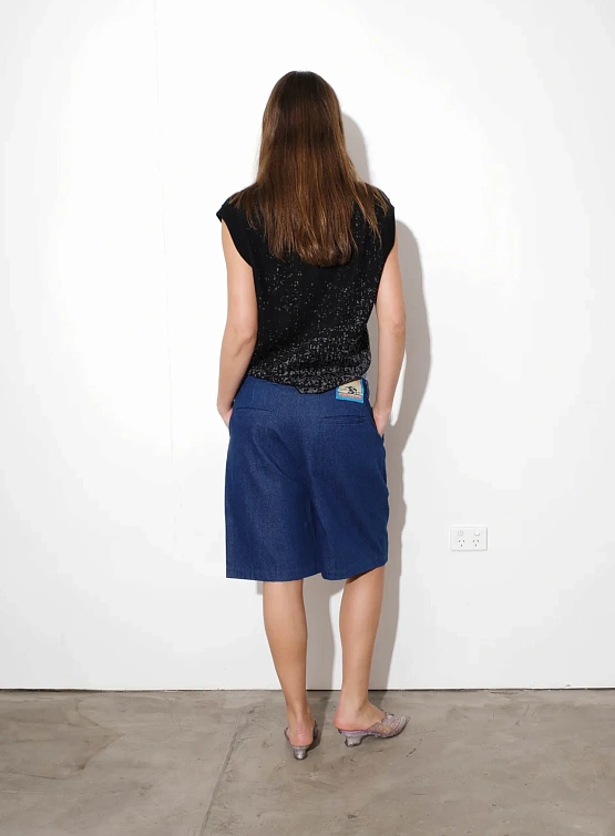 Шорты Jungles Jungles Pleated Denim Shorts Indigo