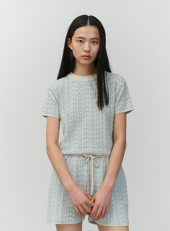 Женская футболка AMOMENTO Boucle Logo Top Sky Blue