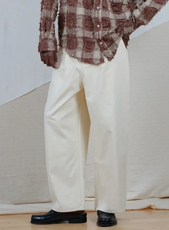 Брюки lorenz Uniform Pleated Wide Leg Pant Ecru