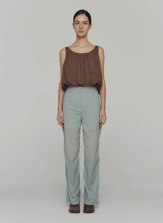 Топ AMOMENTO Sheer Volume Crop Top Brown