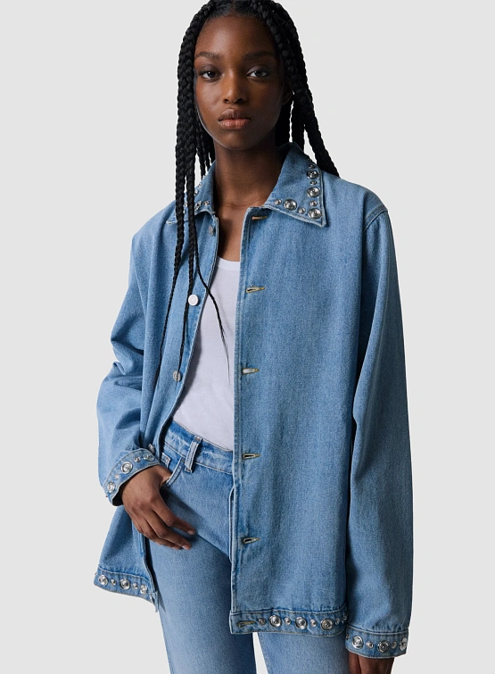 Женская Джинсовая Куртка Coperni Studded Jacket Blue