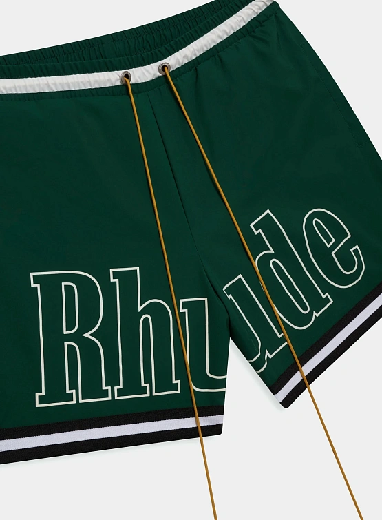 Шорты RHUDE Logo Basketball Swim Forest Green/Black/White