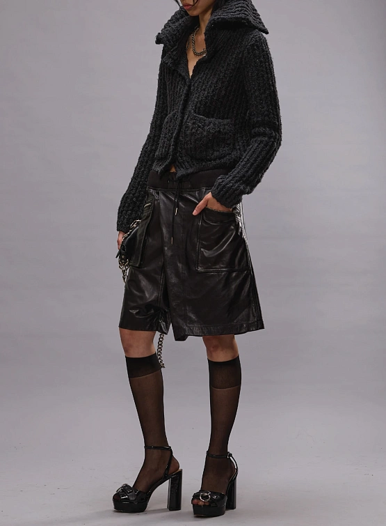 Женские Шорты R13 Crossover Leather Black
