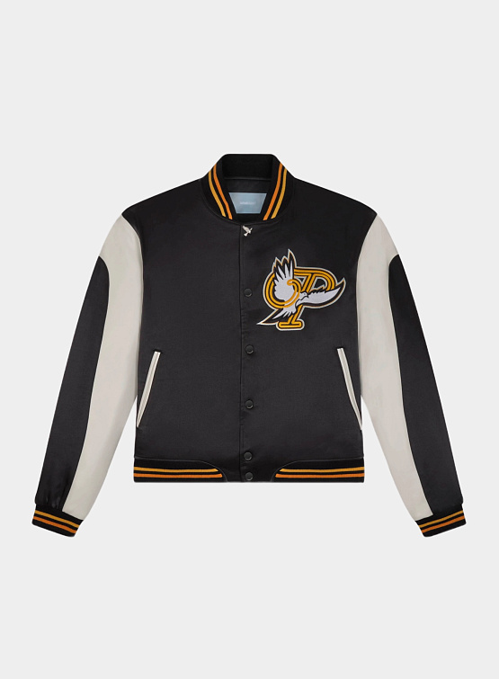Бомбер 3.PARADIS P Letterman Varsity Jacket Black