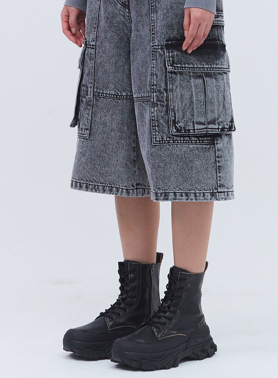 Женские ботинки JUUN.J Grunge Leather High Top Sneakers Black