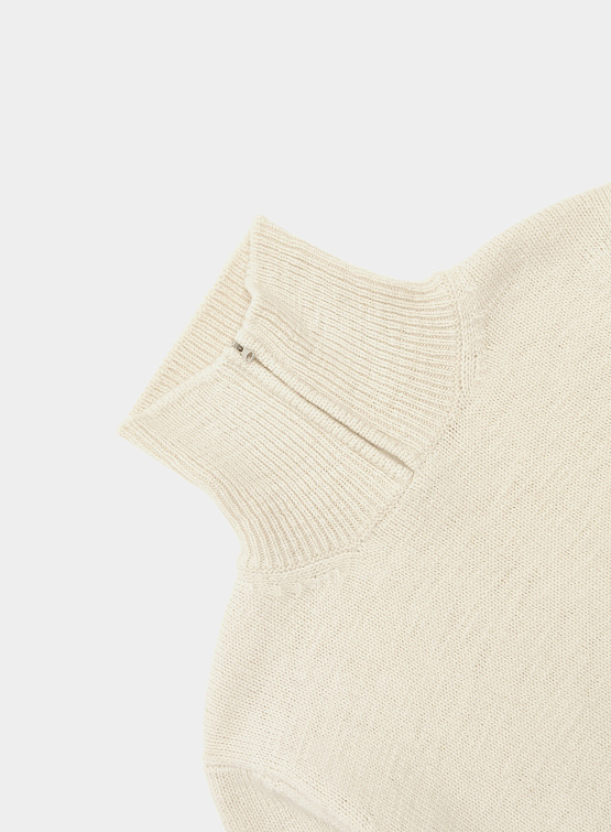 Халф-зип AMOMENTO Half Zip-Up Knit Ecru