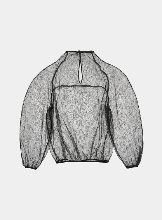 Женская блуза AMOMENTO Sheer Lace Mock Neck Top Black