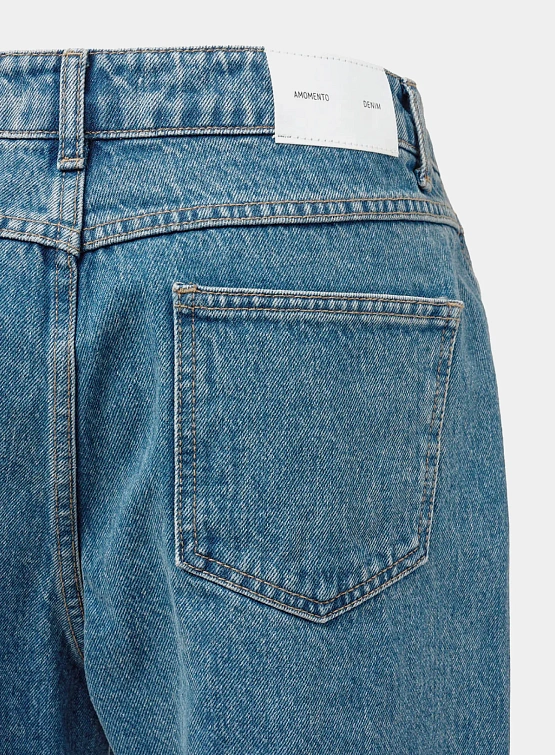 Джинсы AMOMENTO Mens Straight Fit Mid Blue