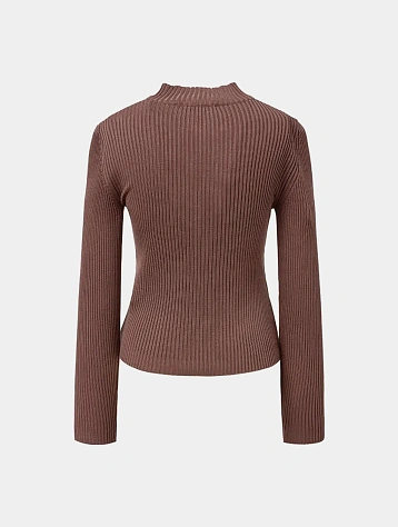 Женский кардиган AMOMENTO Ribbed Mock Neck Brown