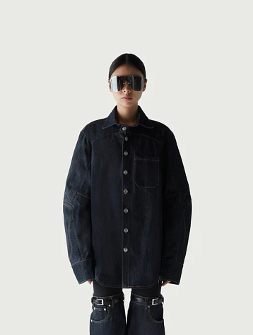 Женский овершот Coperni Denim Moto Shirt Dark Navy