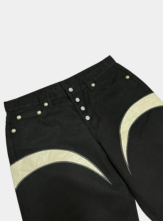 Джинсы Thug Club TC Leather Washing Denim Black White