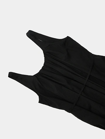 Женское платье AMOMENTO Neck Shirring Sheer Long Dress Black