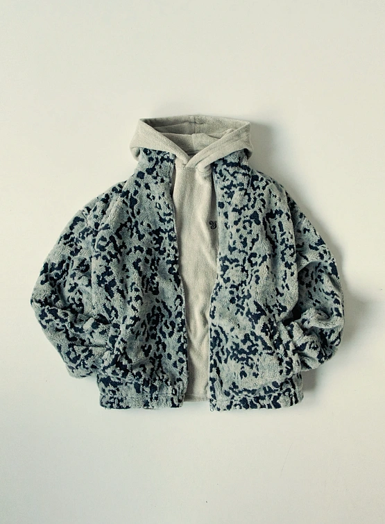 Двусторонняя флисовая куртка YESEYESEE Reversible Leopard Fleece Jacket Silver