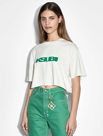 Женская футболка Ksubi Cropped G Tee Off White