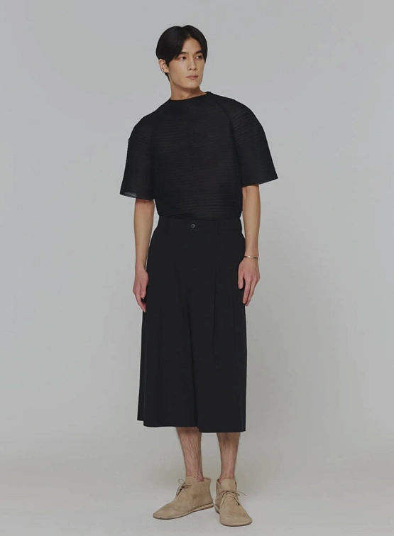 Топ AMOMENTO Pleats Raglan Top Black