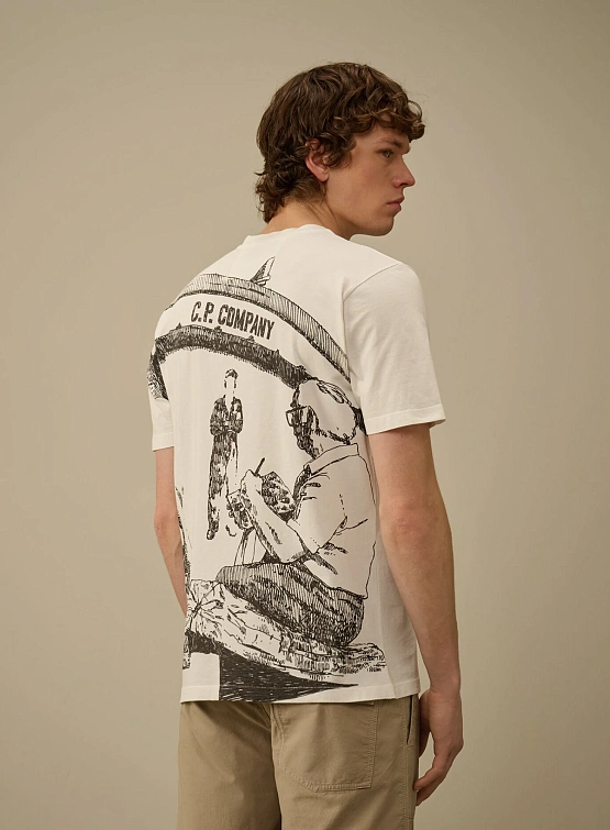 Футболка C.P. Company 24/1 Jersey Artwork Logo Gauze White