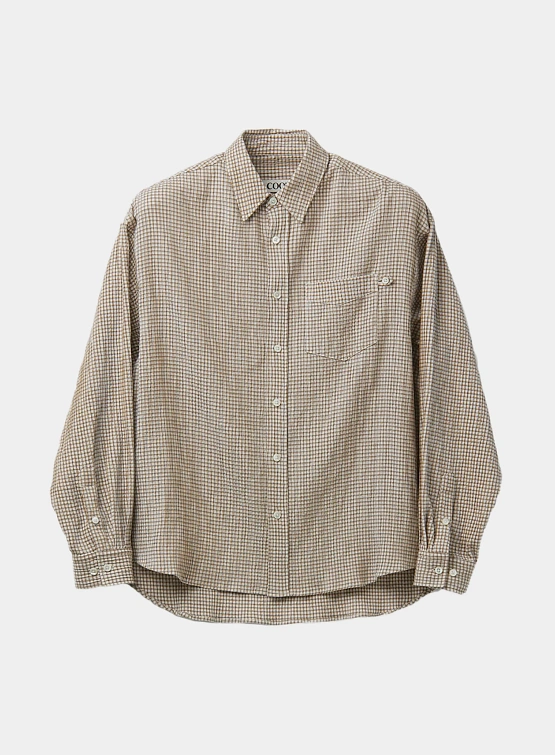 Рубашка COOR Dobby Window Pane Check Buttom Down Beige