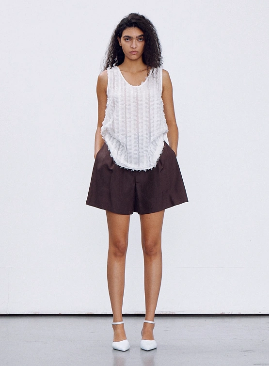 Женские шорты Recto Washed Habutai Silk Detail Shorts Brown