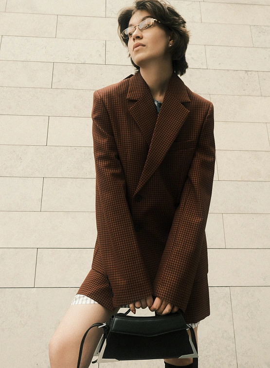 Женский пиджак Botter Front Collar Reverse Shell Red Check