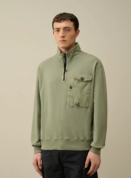Халф-зип C.P. Company Cotton Fleece Mixed Agave Green