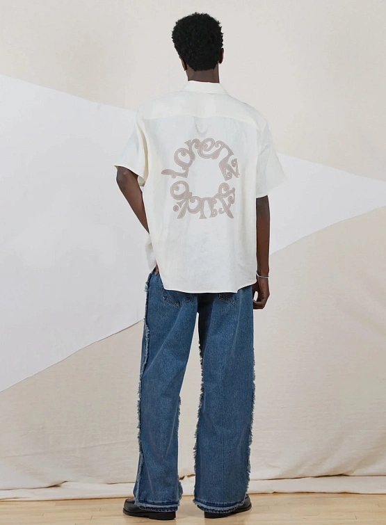 Рубашка lorenz Studio Appliqué Linen Shirt Off White