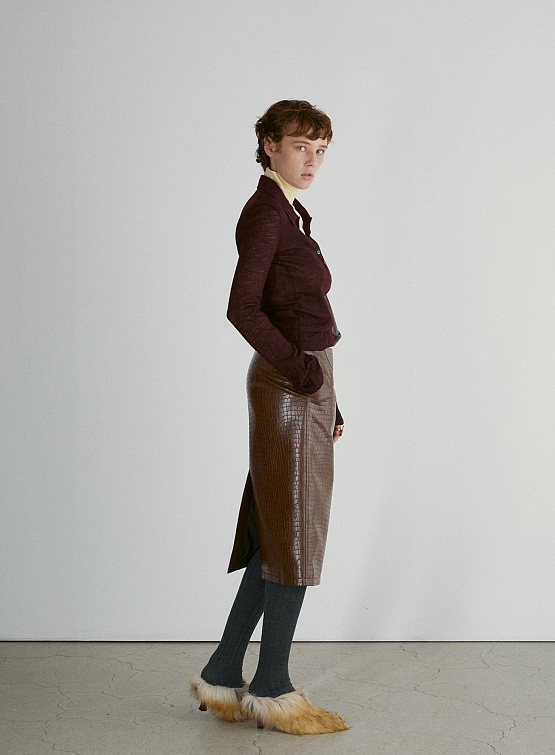 Женская юбка Recto Leona Crocodile Effect Brown