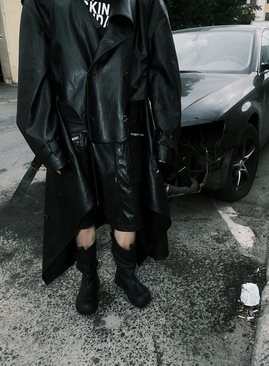 Тренч JUNTAE KIM Corset Trench Coat Black