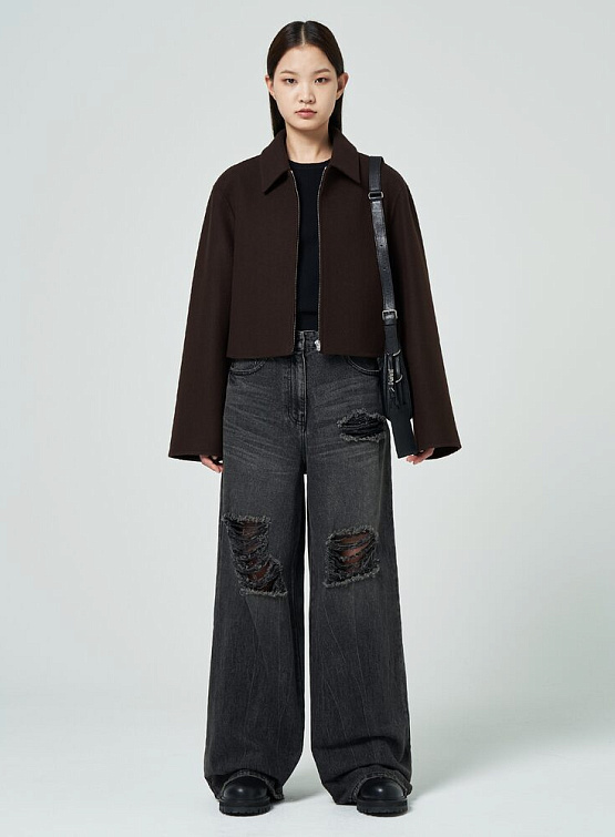 Женские джинсы JUUN.J Destroyed Wide Denim Pants Black