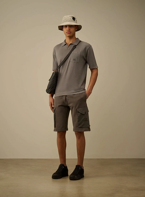 Шорты C.P. Company Diagonal Fleece Mixed Cargo Smoked Pearl