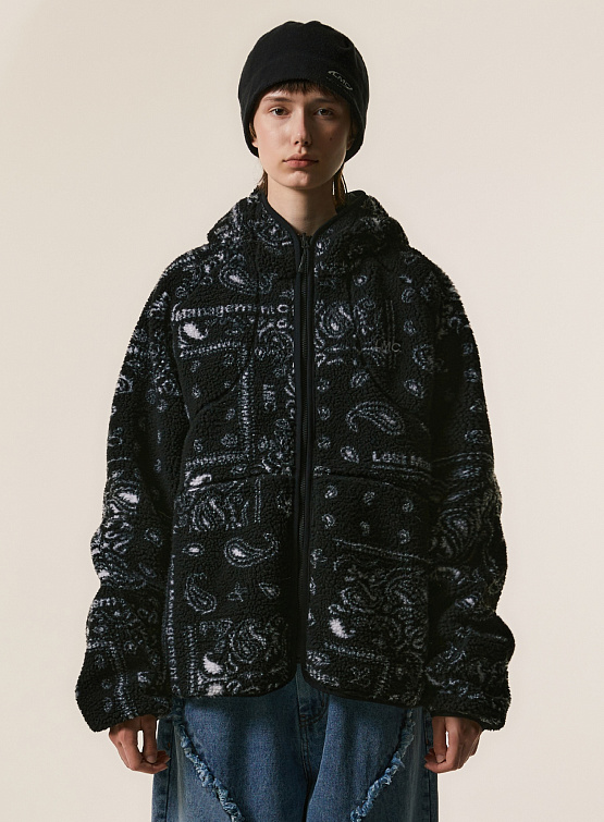 Двусторонняя флисовая куртка LMC Italic Jqd Boa Fleece Rvsb Hooded Jacket Black