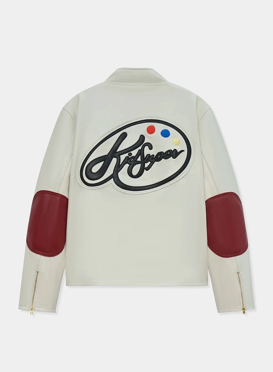 Кожаная куртка KidSuper Paint Palette Moto Jacket Cream
