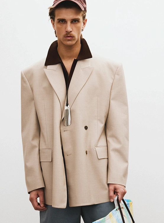 Пиджак Recto Signature Hourglass Double Breasted Sepia Beige