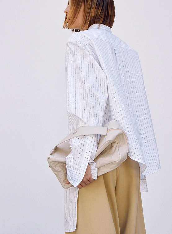 Женская рубашка Recto Nep Stripe Unbalanced Length Shirt White