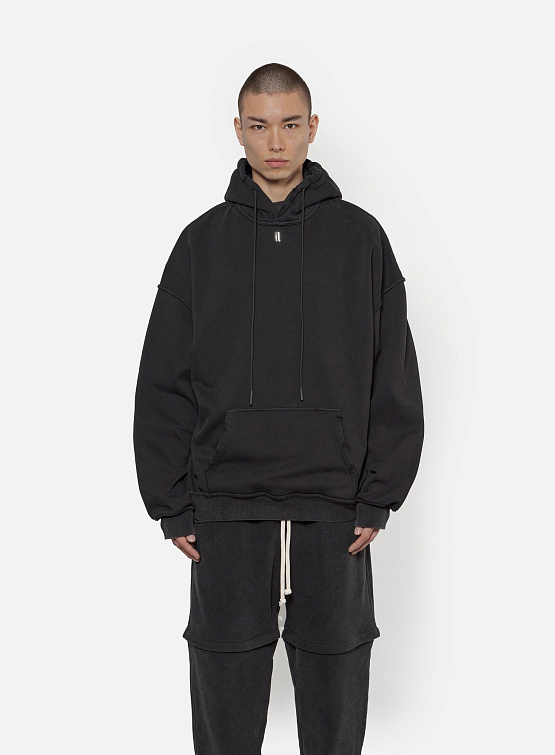 Худи ARNODEFRANCE Waffle Hoodie Washed Black