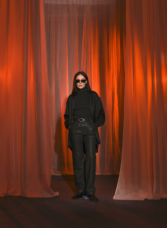 Женские брюки Open YY Eco-Leather Straight Black