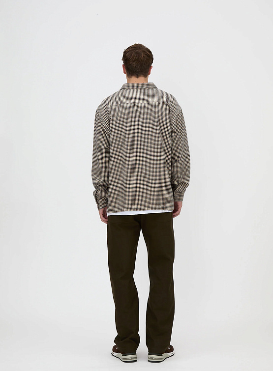 Рубашка Adsum Flat Hem Workshirt Check Beige