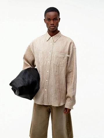 Рубашка COOR Dobby Window Pane Check Buttom Down Beige