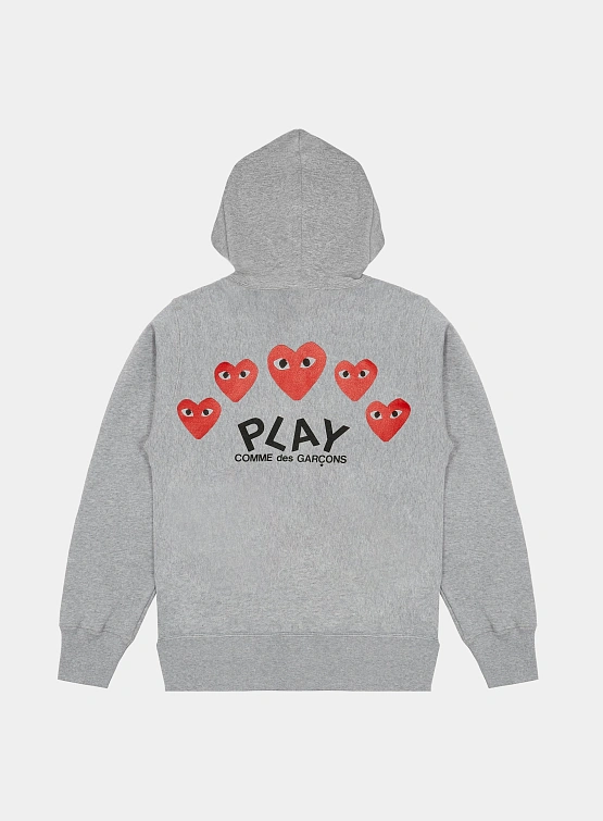 Зип-худи Comme des Garçons PLAY Hooded with 5 Hearts Grey