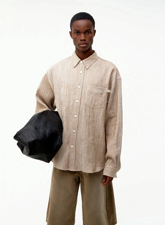 Рубашка COOR Dobby Window Pane Check Buttom Down Beige